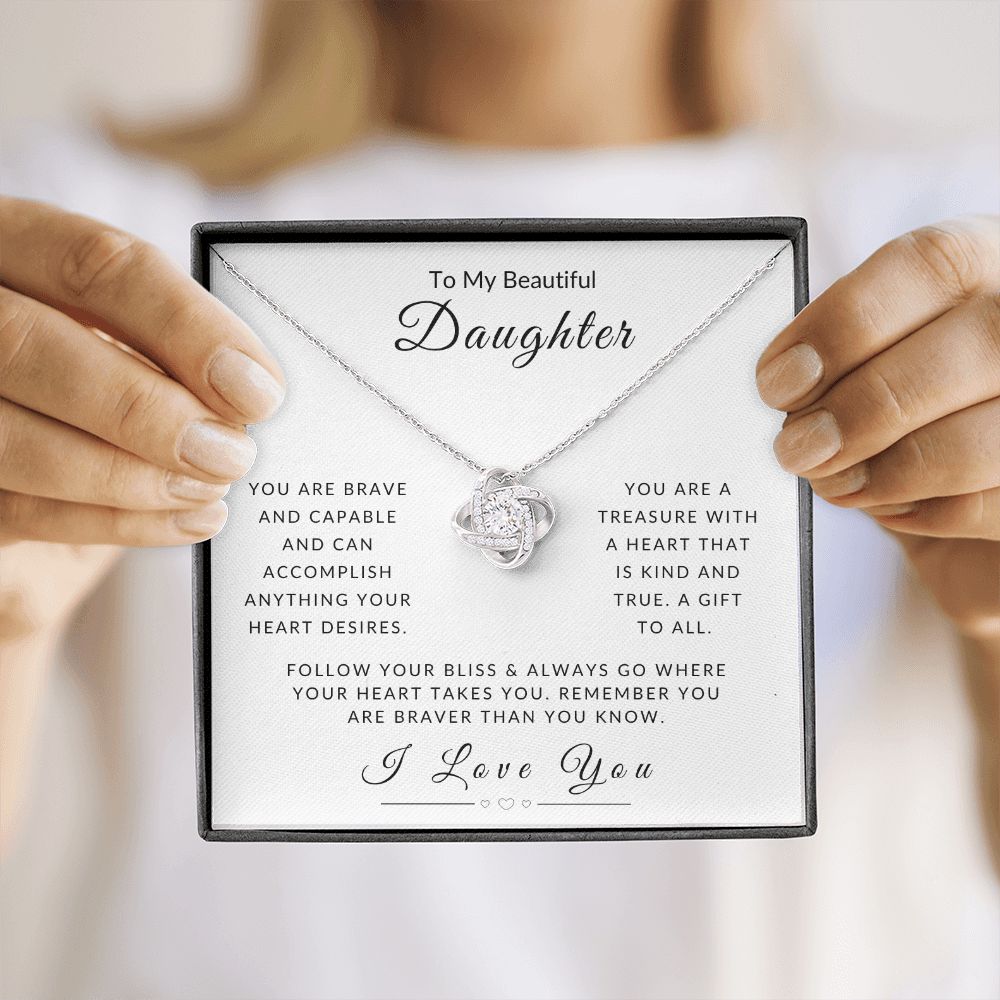 To My Daughter - Follow Your Heart Love Knot Necklace