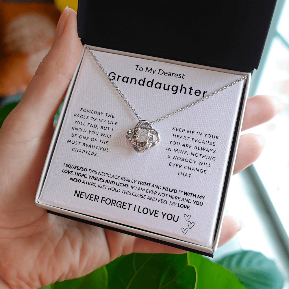 To My Granddaughter Never Forget I Love You Love Knot Necklace
