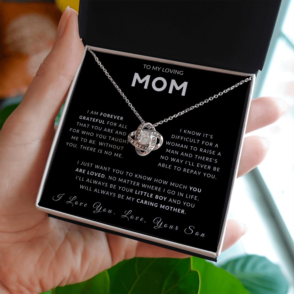 To My Loving Mom Love Knot Necklace - Always Your Little Boy - Love Your Son