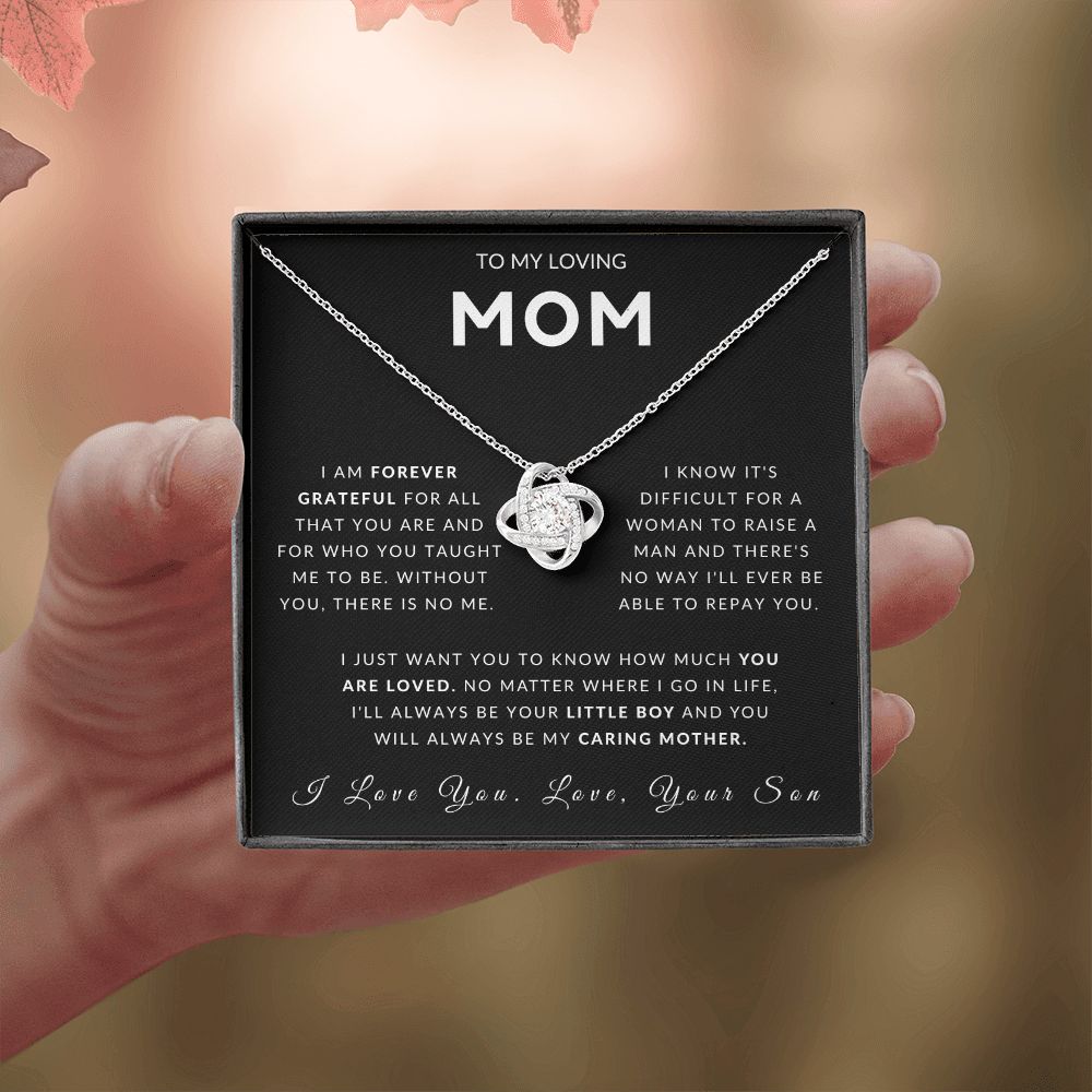 To My Loving Mom Love Knot Necklace - Always Your Little Boy - Love Your Son