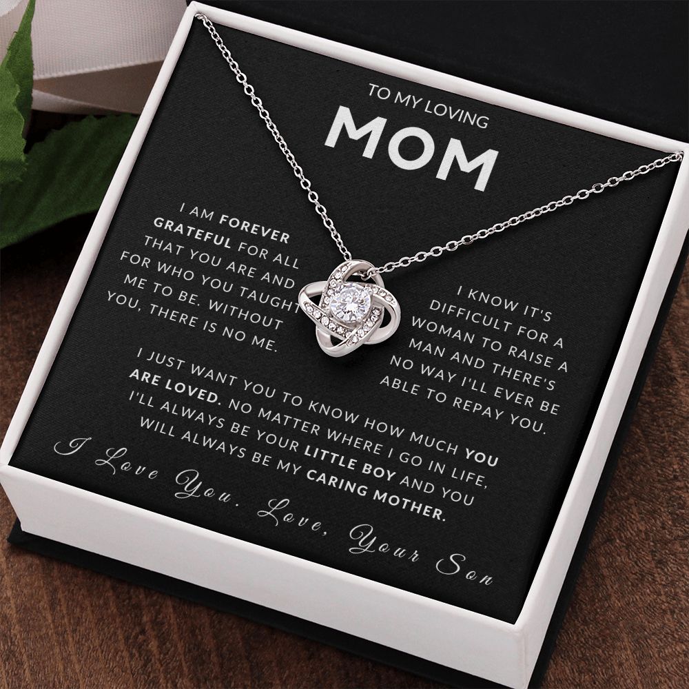 To My Loving Mom Love Knot Necklace - Always Your Little Boy - Love Your Son