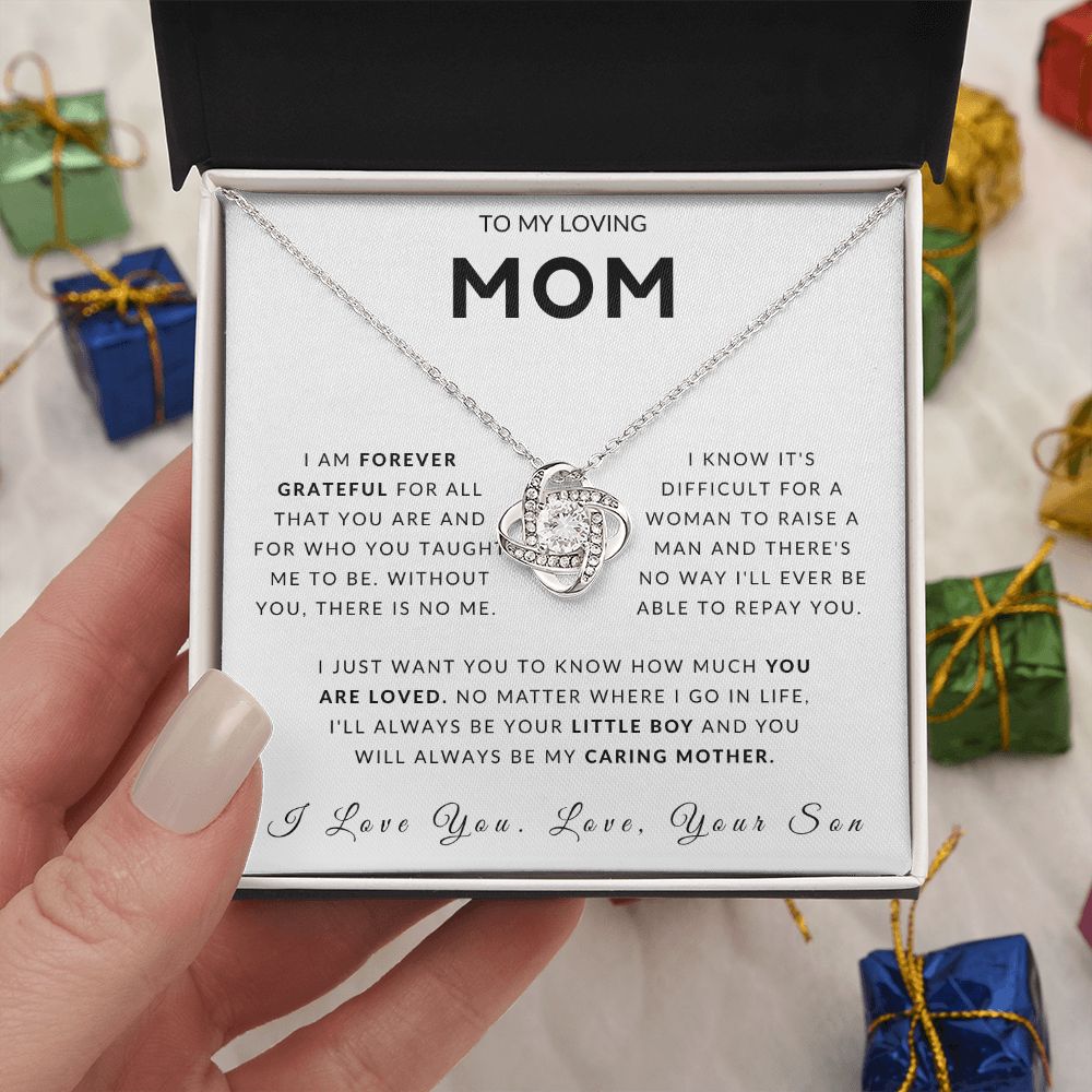 To My Loving Mom Love Knot Necklace - Always Your Little Boy - Love Your Son