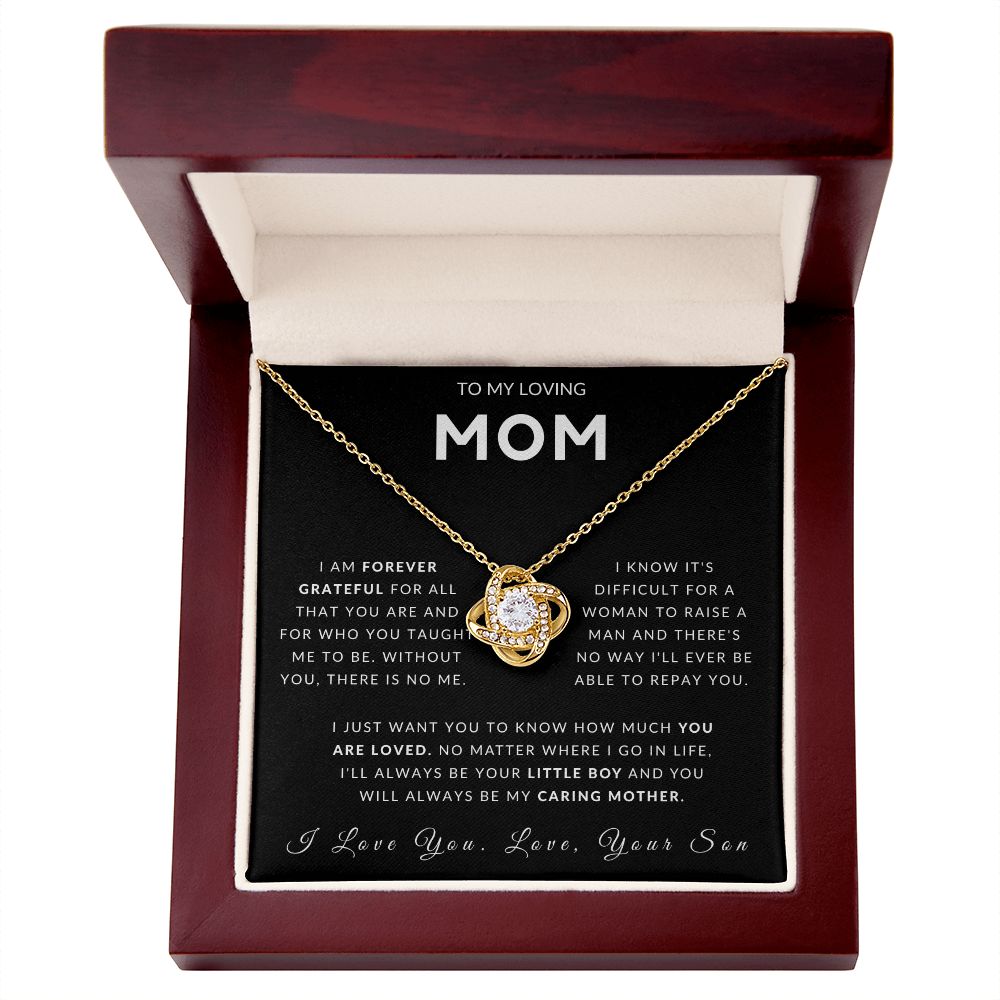 To My Loving Mom Love Knot Necklace - Always Your Little Boy - Love Your Son