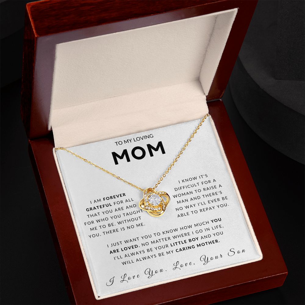 To My Loving Mom Love Knot Necklace - Always Your Little Boy - Love Your Son