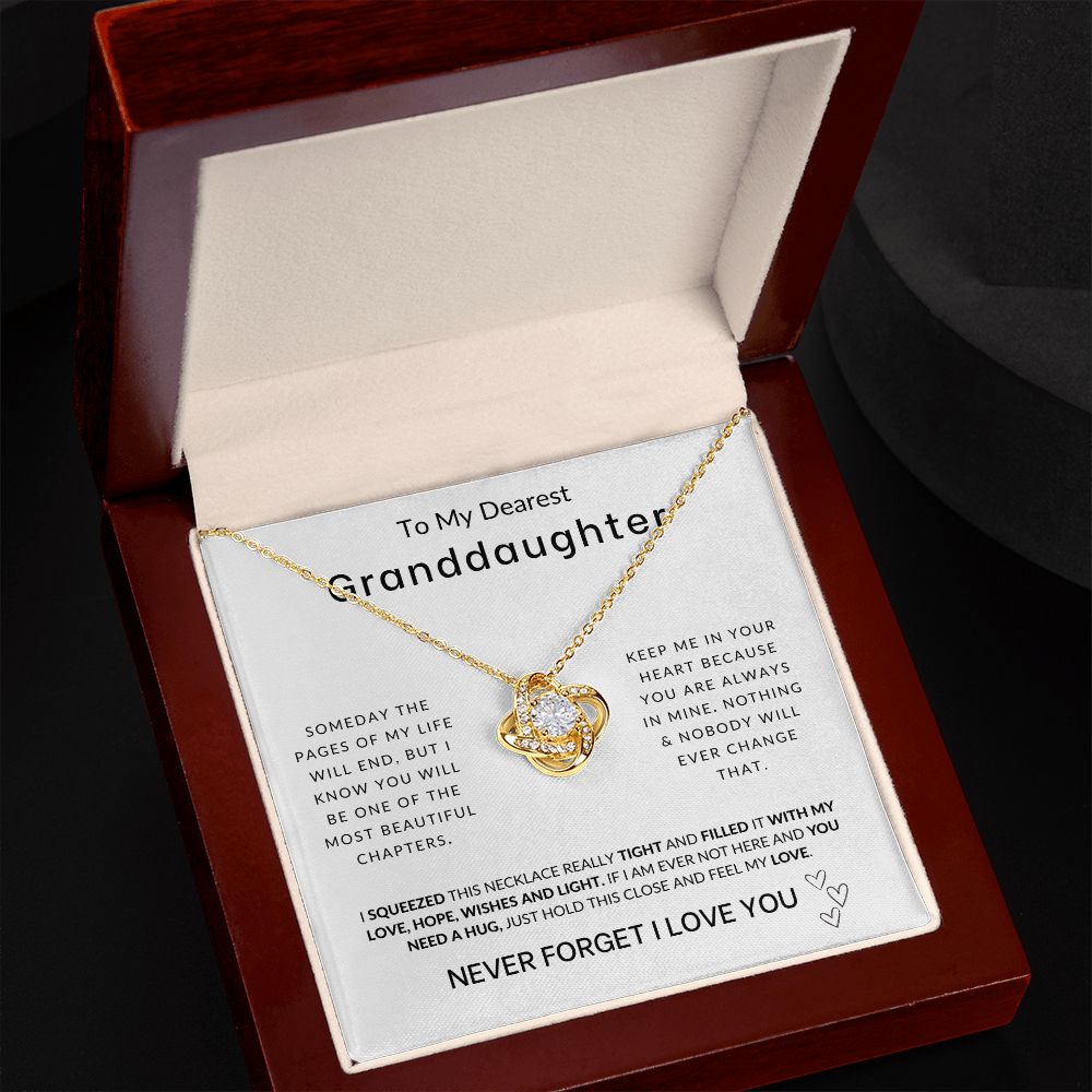 To My Granddaughter Never Forget I Love You Love Knot Necklace
