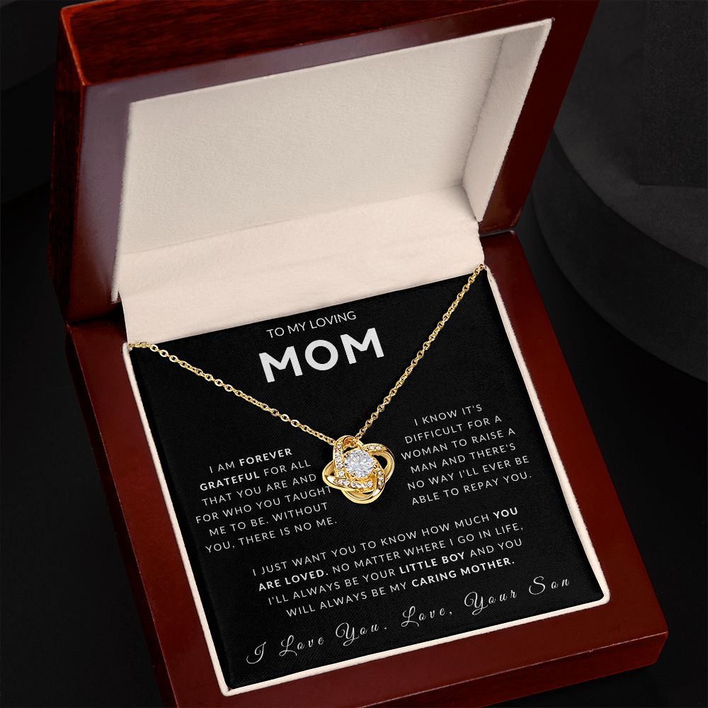 To My Loving Mom Love Knot Necklace - Always Your Little Boy - Love Your Son