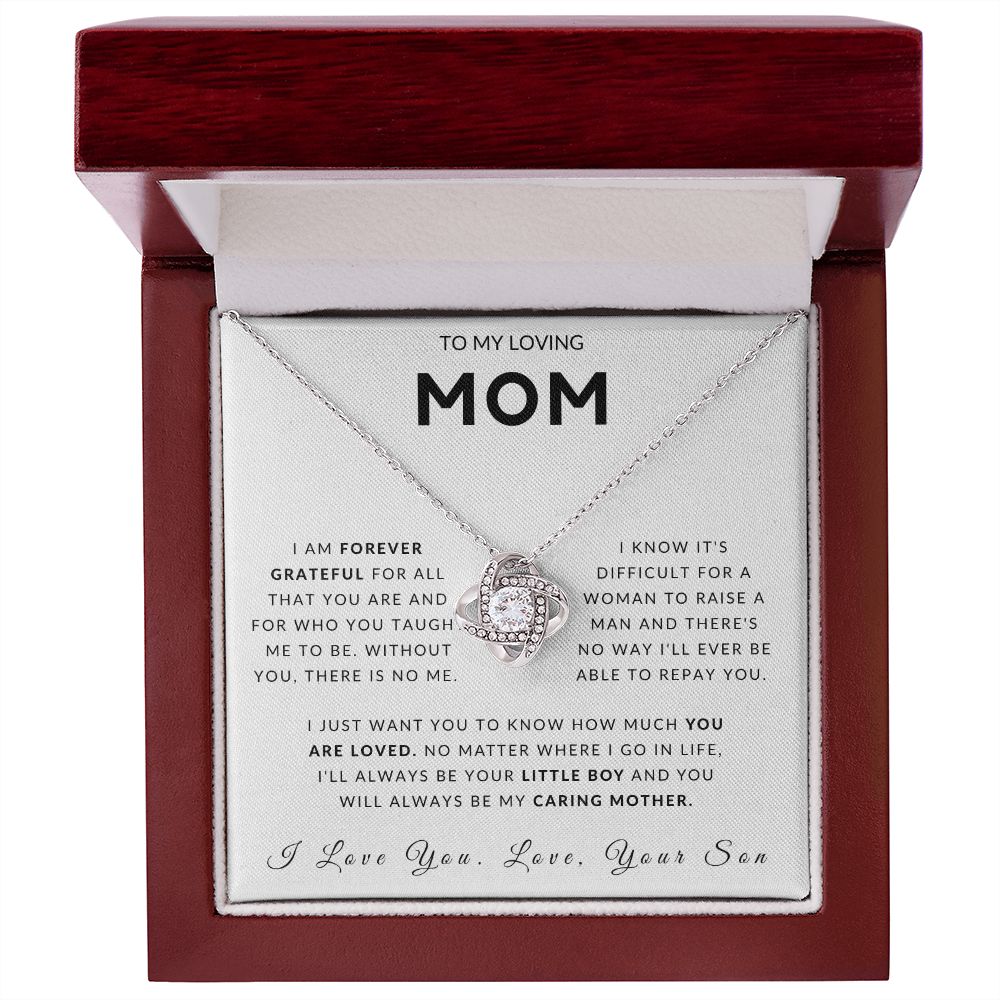 To My Loving Mom Love Knot Necklace - Always Your Little Boy - Love Your Son