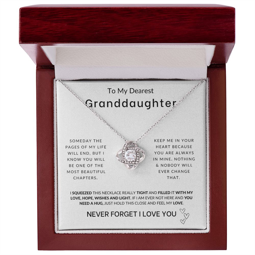 To My Granddaughter Never Forget I Love You Love Knot Necklace