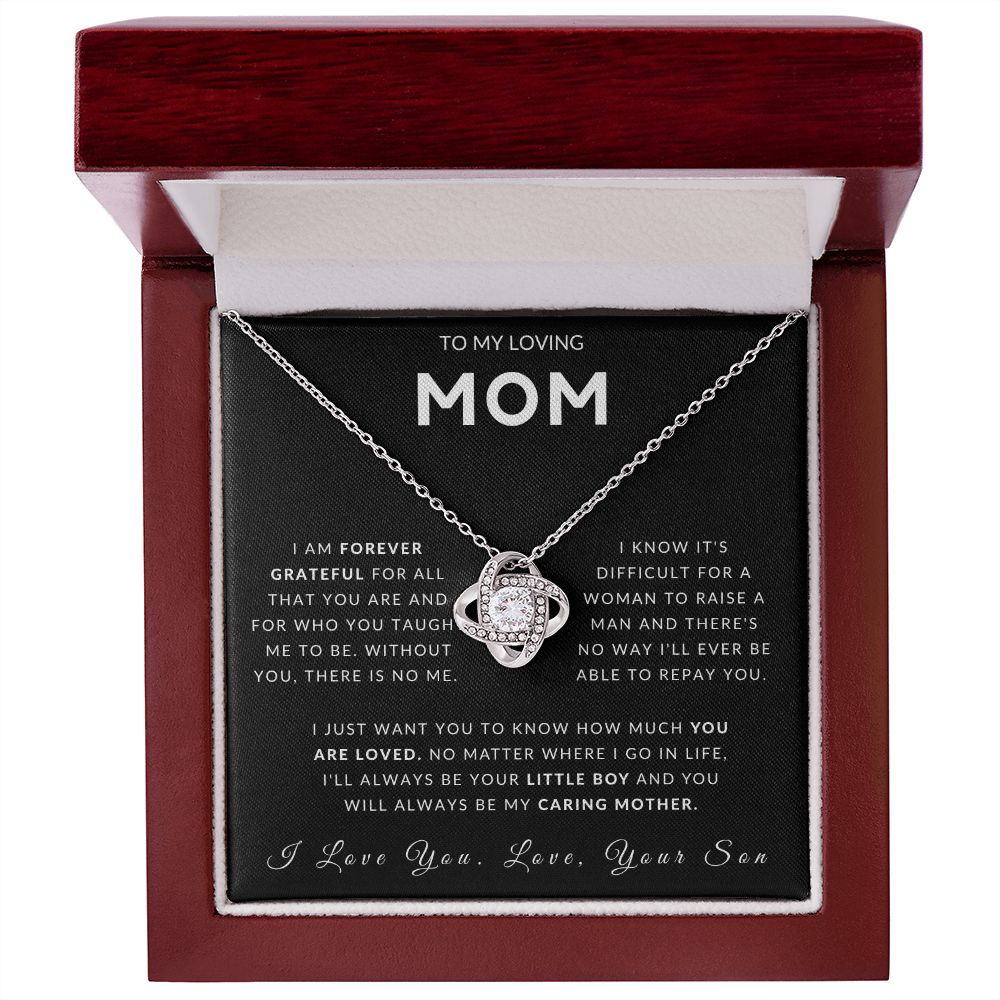 To My Loving Mom Love Knot Necklace - Always Your Little Boy - Love Your Son