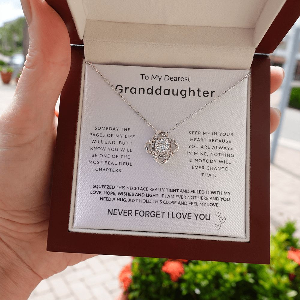 To My Granddaughter Never Forget I Love You Love Knot Necklace