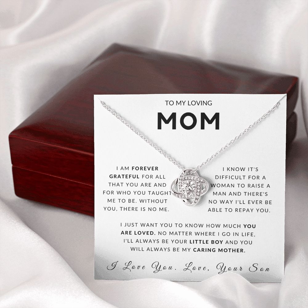 To My Loving Mom Love Knot Necklace - Always Your Little Boy - Love Your Son