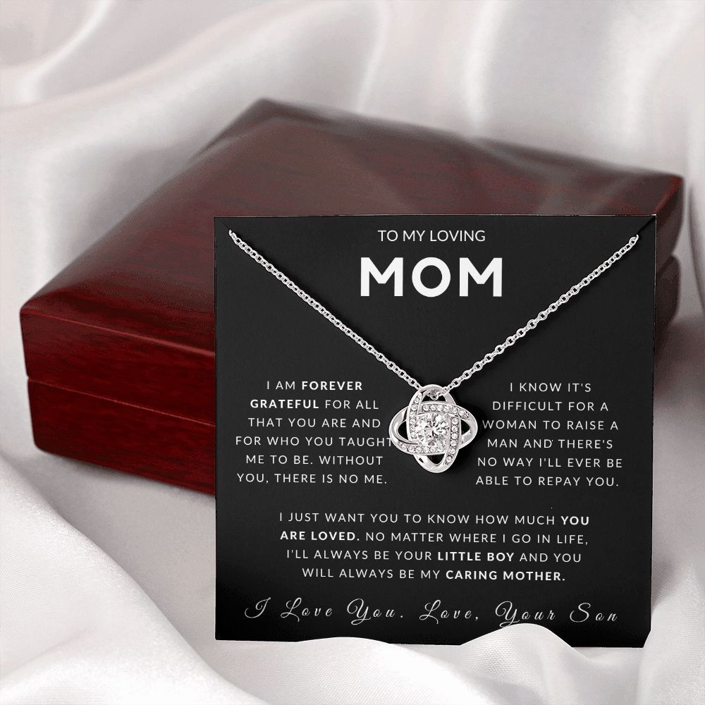 To My Loving Mom Love Knot Necklace - Always Your Little Boy - Love Your Son