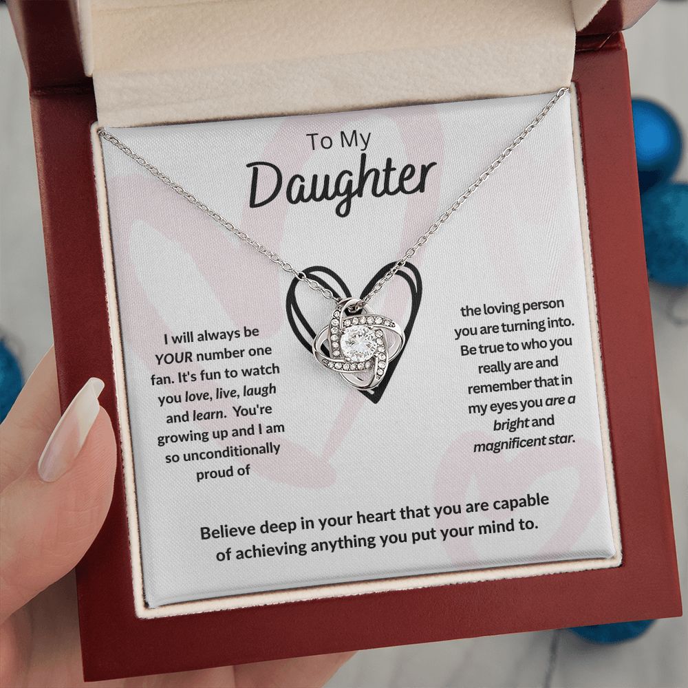 To My Daughter Love Knot Necklace - You Are So Capable of Anything