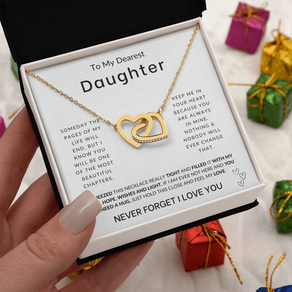 To My Daughter - Always In My Heart - Interlocking Hearts Necklace