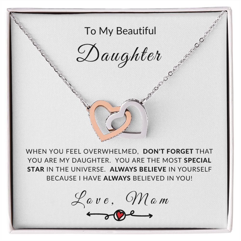 To My Daughter - You're My Special Star Interlocking Hearts Necklace