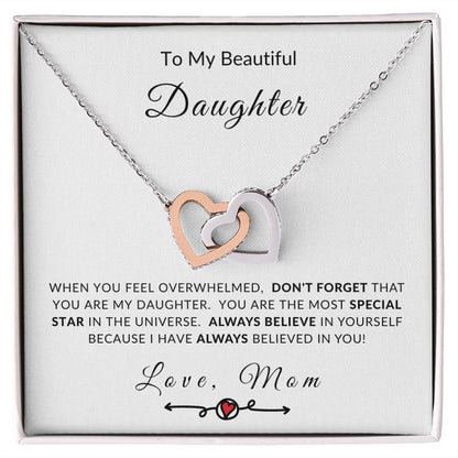 To My Daughter - You're My Special Star Interlocking Hearts Necklace