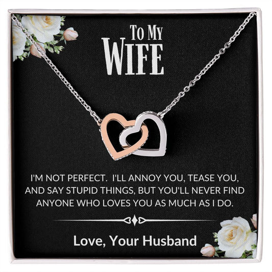 To My Wife - I'm Not Perfect Interlocking Hearts Necklace