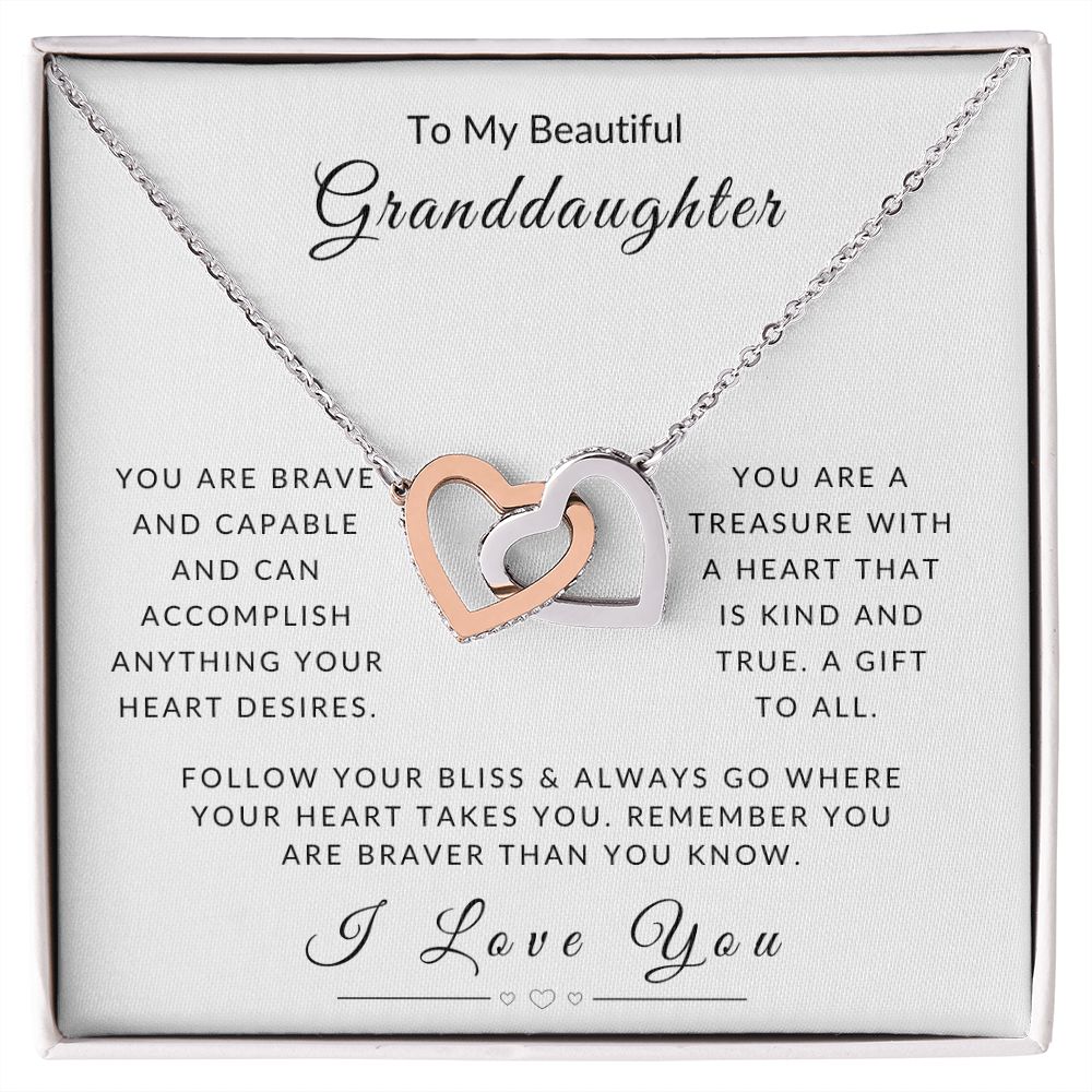 To My Granddaughter - Follow Your Heart Interlocking Hearts Necklace
