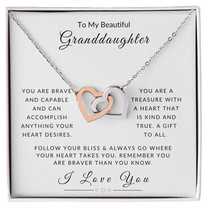 To My Granddaughter - Follow Your Heart Interlocking Hearts Necklace