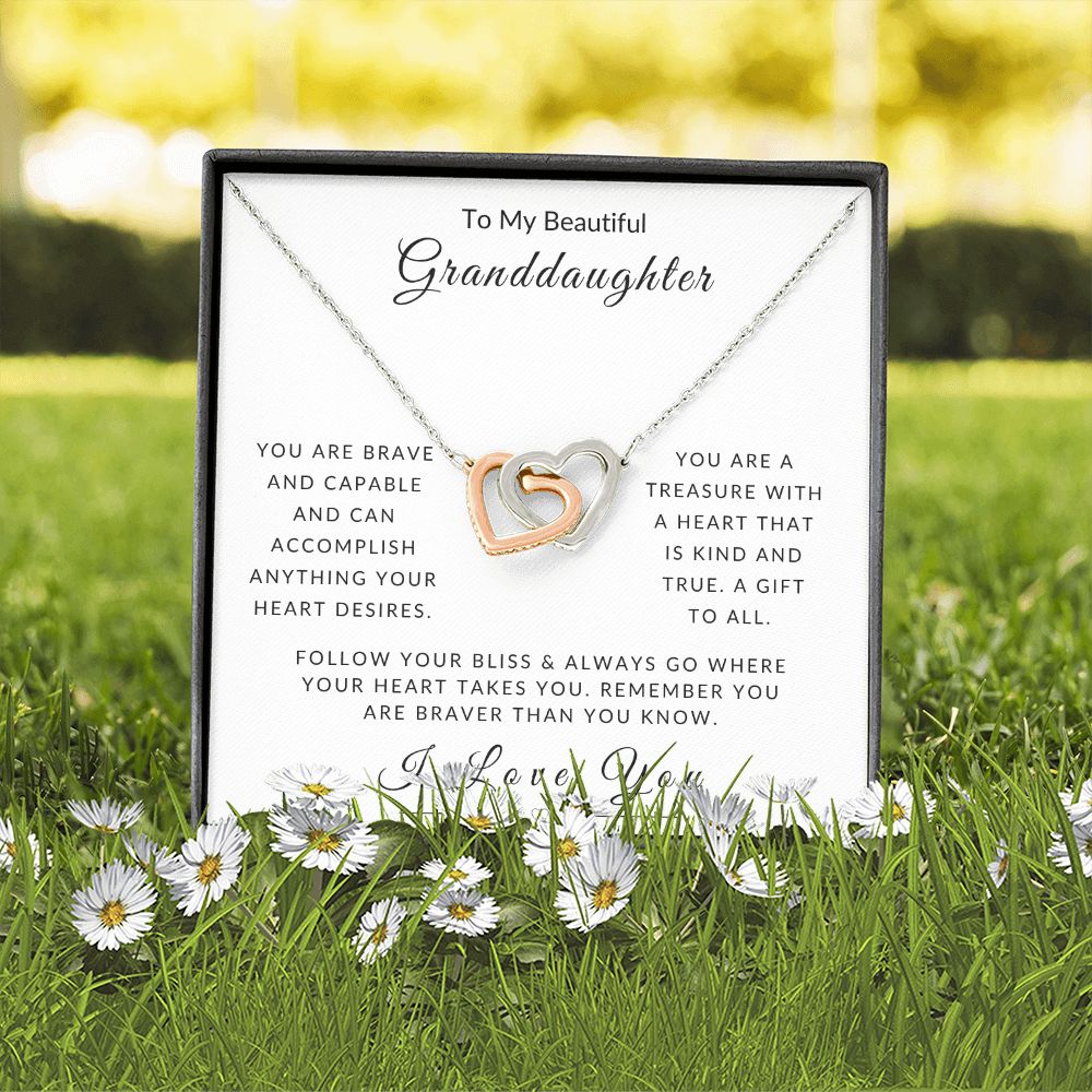 To My Granddaughter - Follow Your Heart Interlocking Hearts Necklace