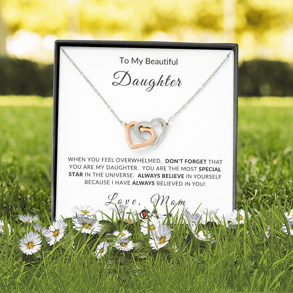 To My Daughter - You're My Special Star Interlocking Hearts Necklace