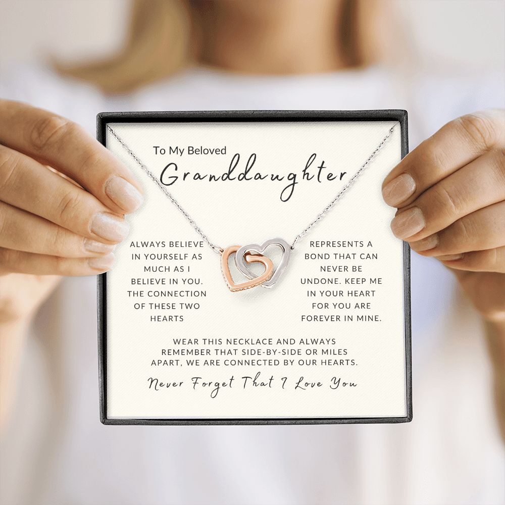 To My Granddaughter - A Bond That Cannot Be Undone Interlocking Hearts Necklace