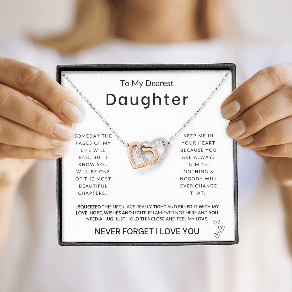 To My Daughter - Always In My Heart - Interlocking Hearts Necklace