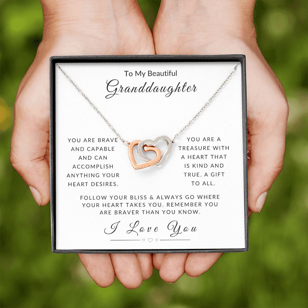 To My Granddaughter - Follow Your Heart Interlocking Hearts Necklace