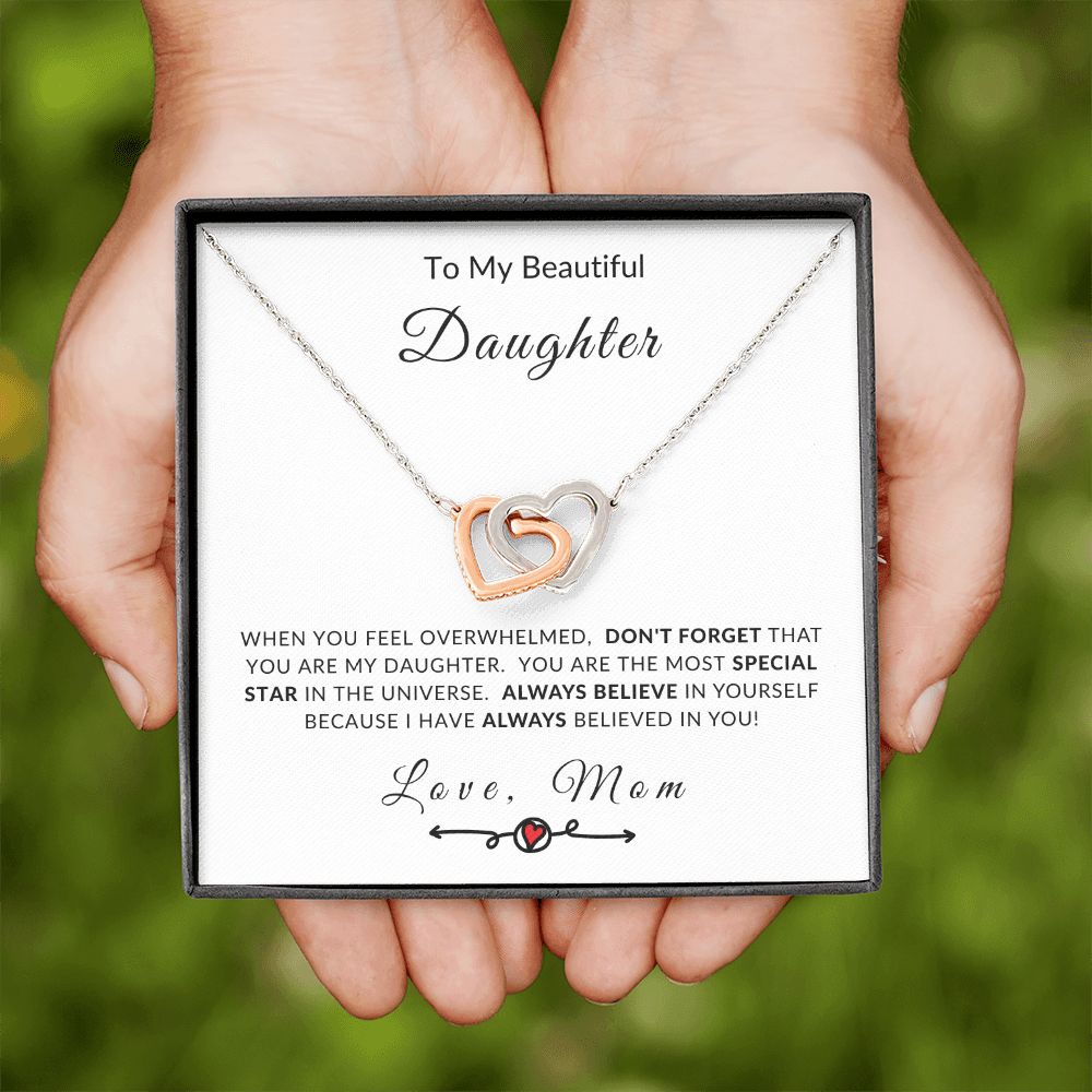 To My Daughter - You're My Special Star Interlocking Hearts Necklace