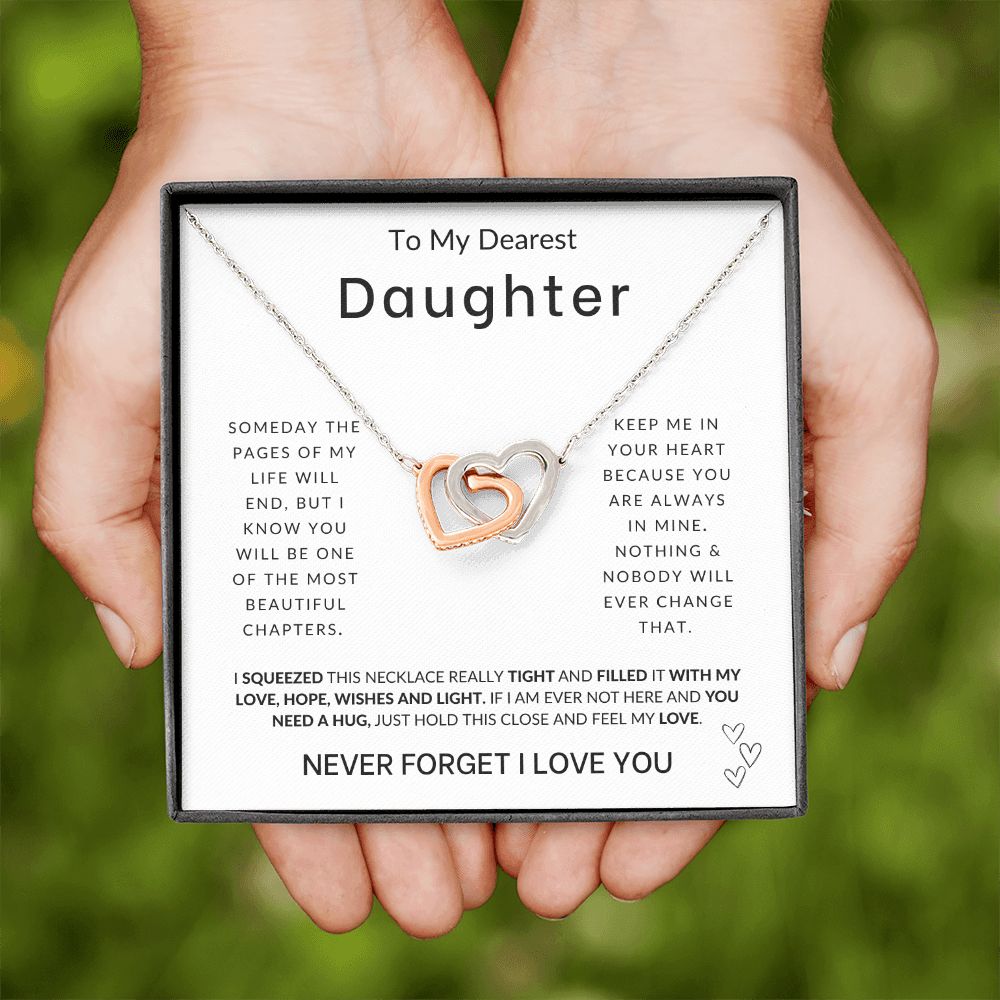 To My Daughter - Always In My Heart - Interlocking Hearts Necklace