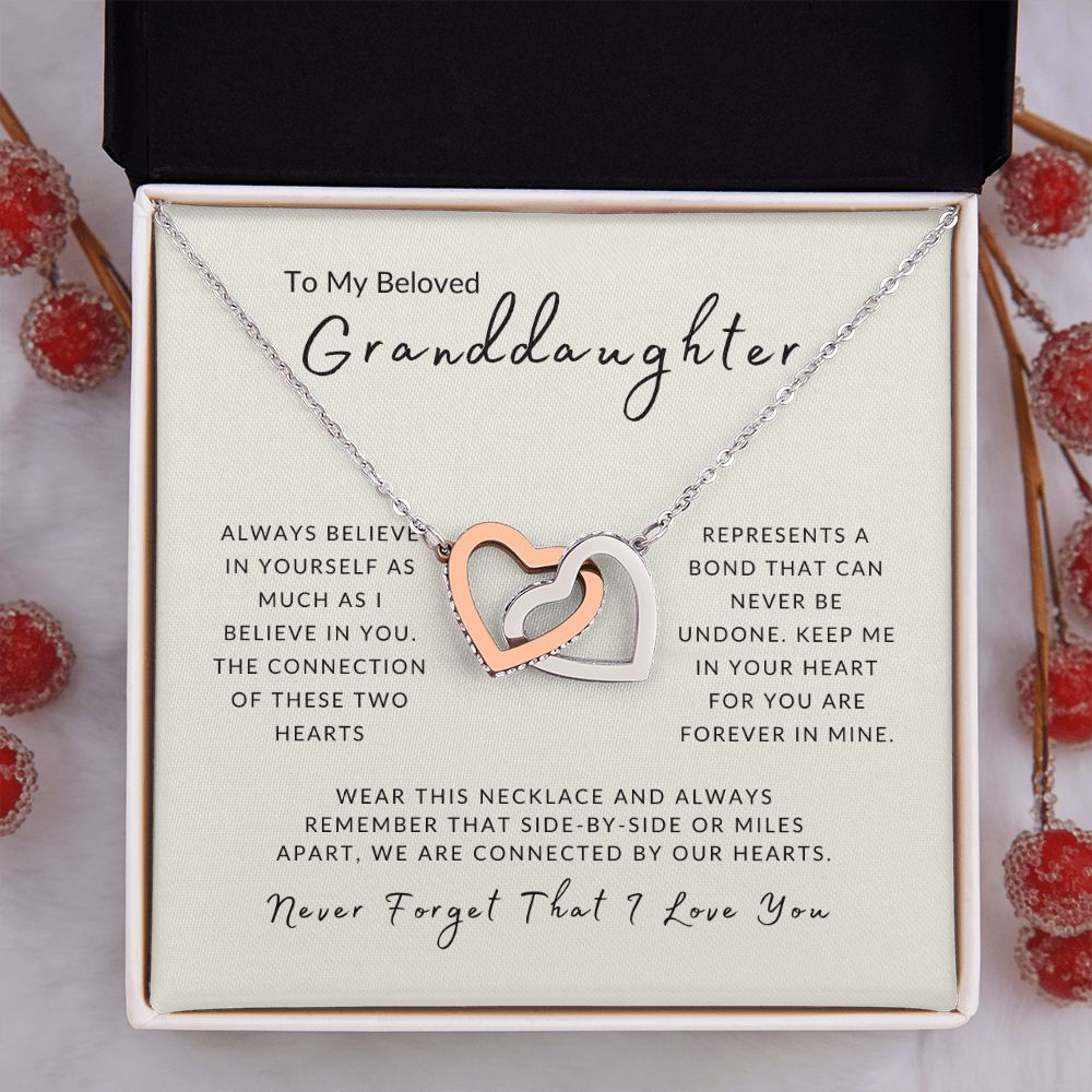 To My Granddaughter - A Bond That Cannot Be Undone Interlocking Hearts Necklace