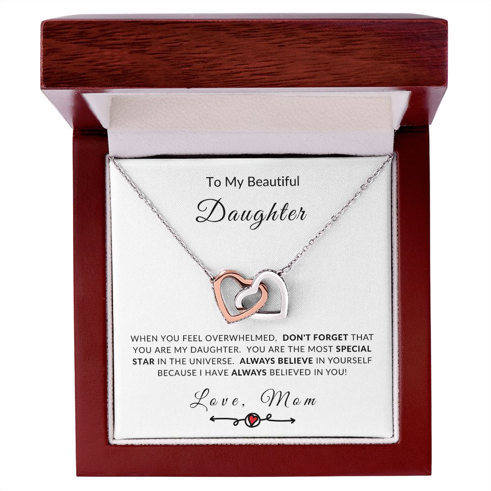 To My Daughter - You're My Special Star Interlocking Hearts Necklace