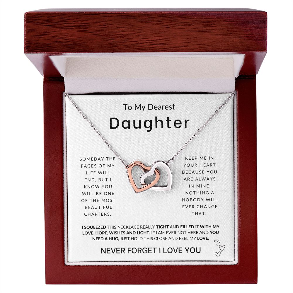 To My Daughter - Always In My Heart - Interlocking Hearts Necklace