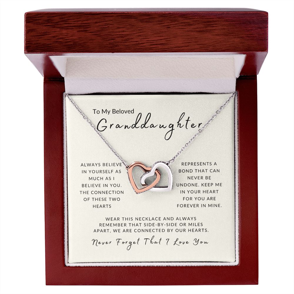 To My Granddaughter - A Bond That Cannot Be Undone Interlocking Hearts Necklace