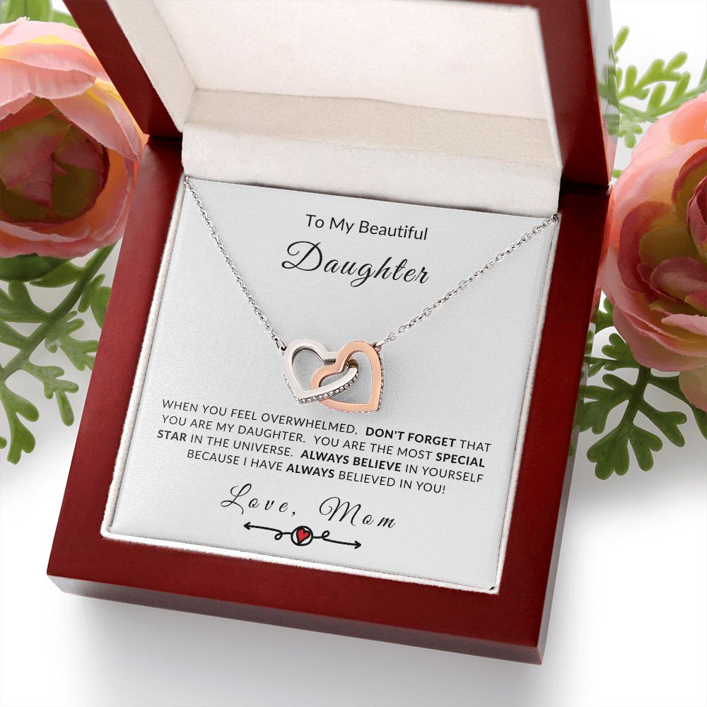 To My Daughter - You're My Special Star Interlocking Hearts Necklace