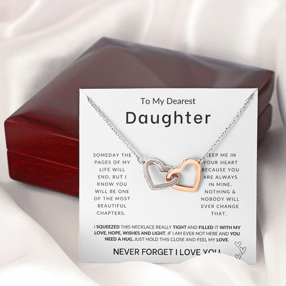 To My Daughter - Always In My Heart - Interlocking Hearts Necklace