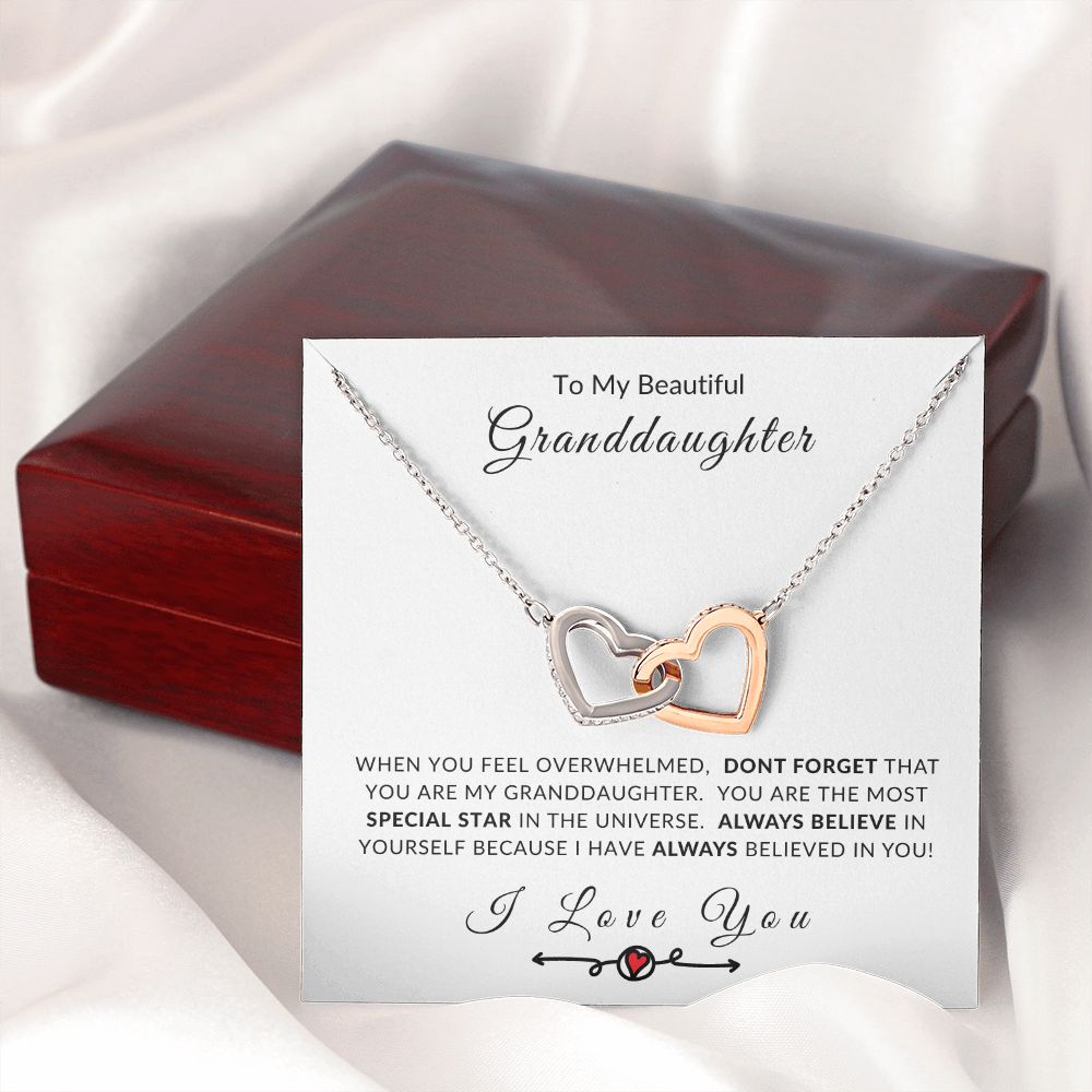 To MY Granddaughter Believe In Yourself Interlocking Hearts Necklace