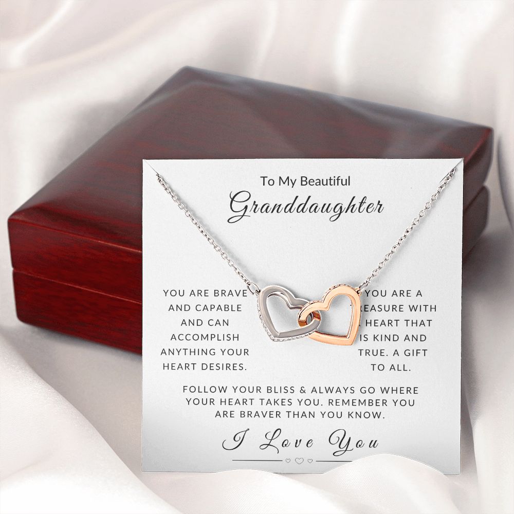 To My Granddaughter - Follow Your Heart Interlocking Hearts Necklace