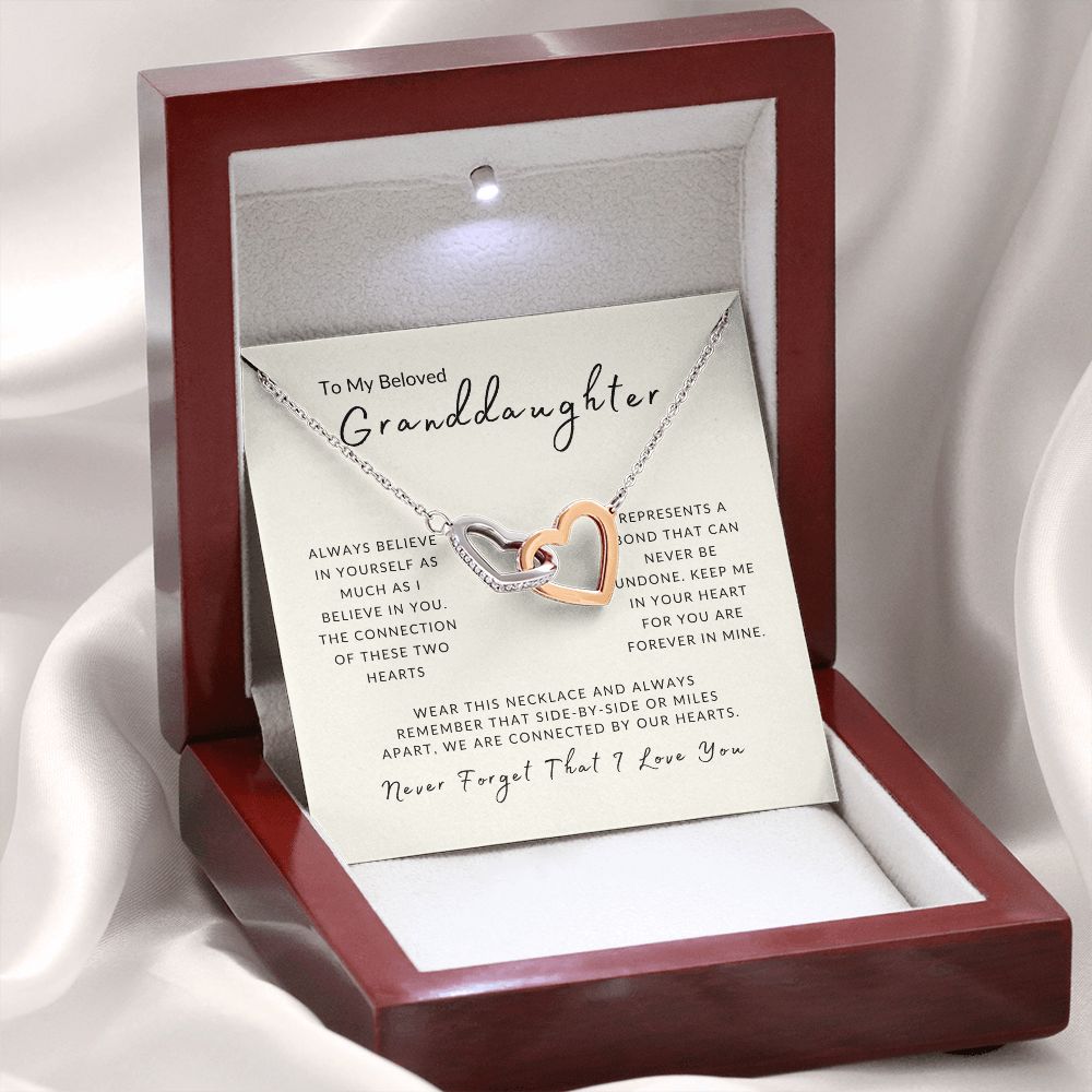 To My Granddaughter - A Bond That Cannot Be Undone Interlocking Hearts Necklace