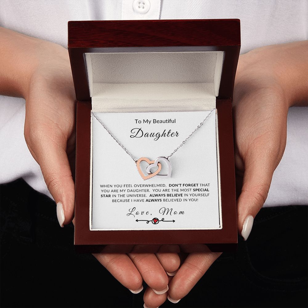 To My Daughter - You're My Special Star Interlocking Hearts Necklace