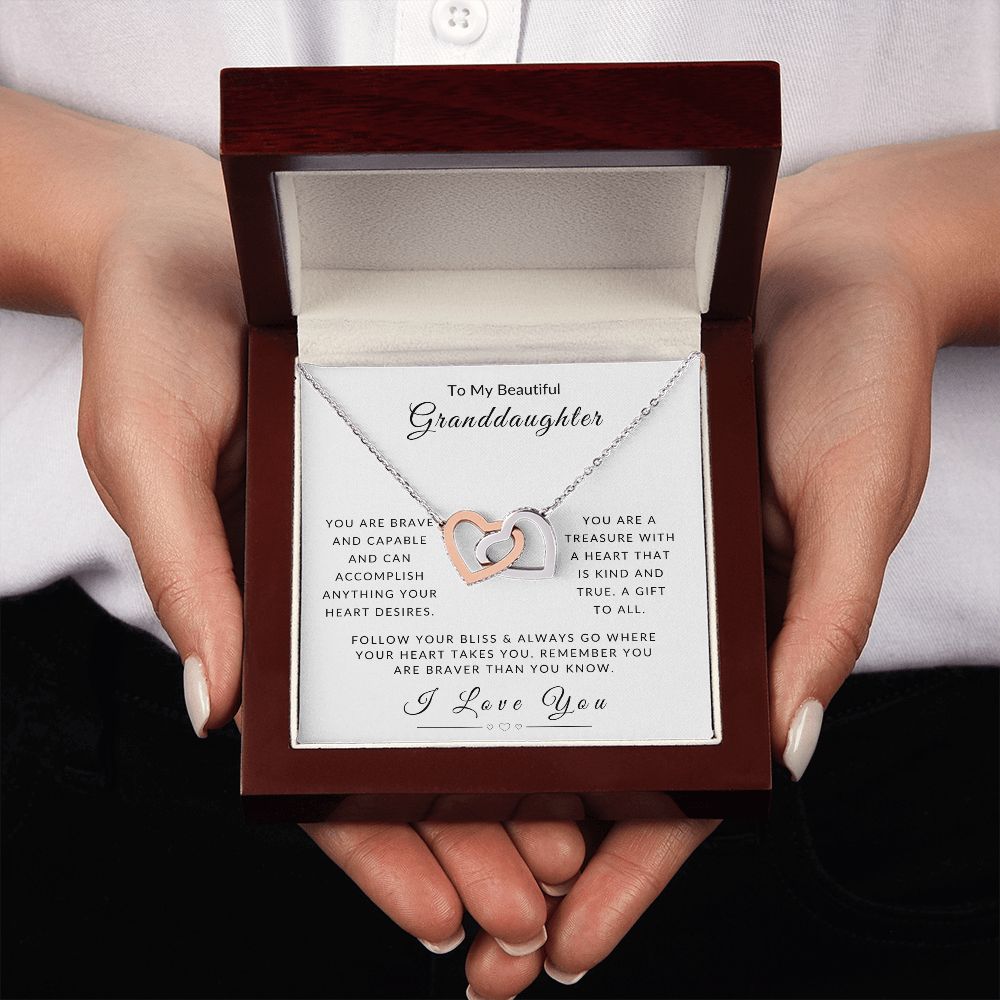 To My Granddaughter - Follow Your Heart Interlocking Hearts Necklace