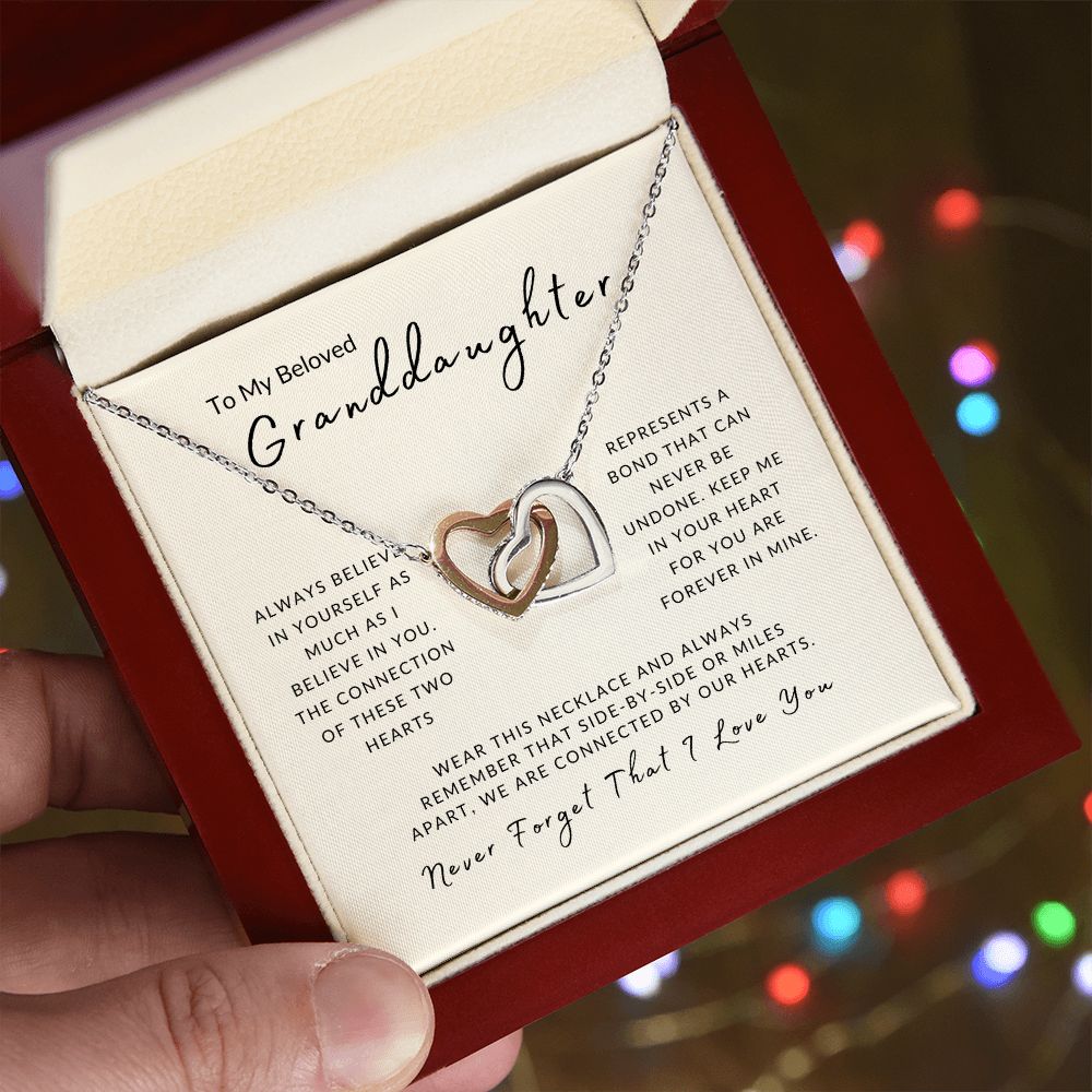 To My Granddaughter - A Bond That Cannot Be Undone Interlocking Hearts Necklace