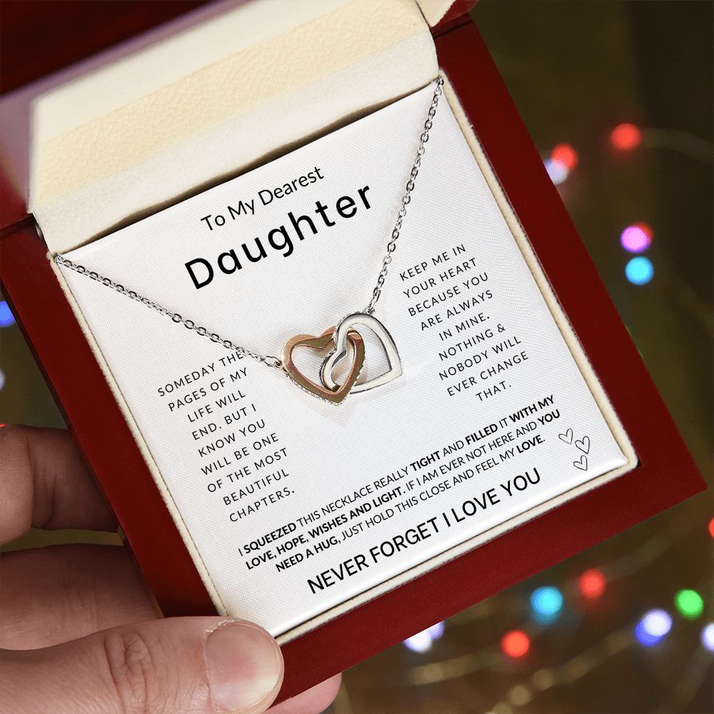 To My Daughter - Always In My Heart - Interlocking Hearts Necklace
