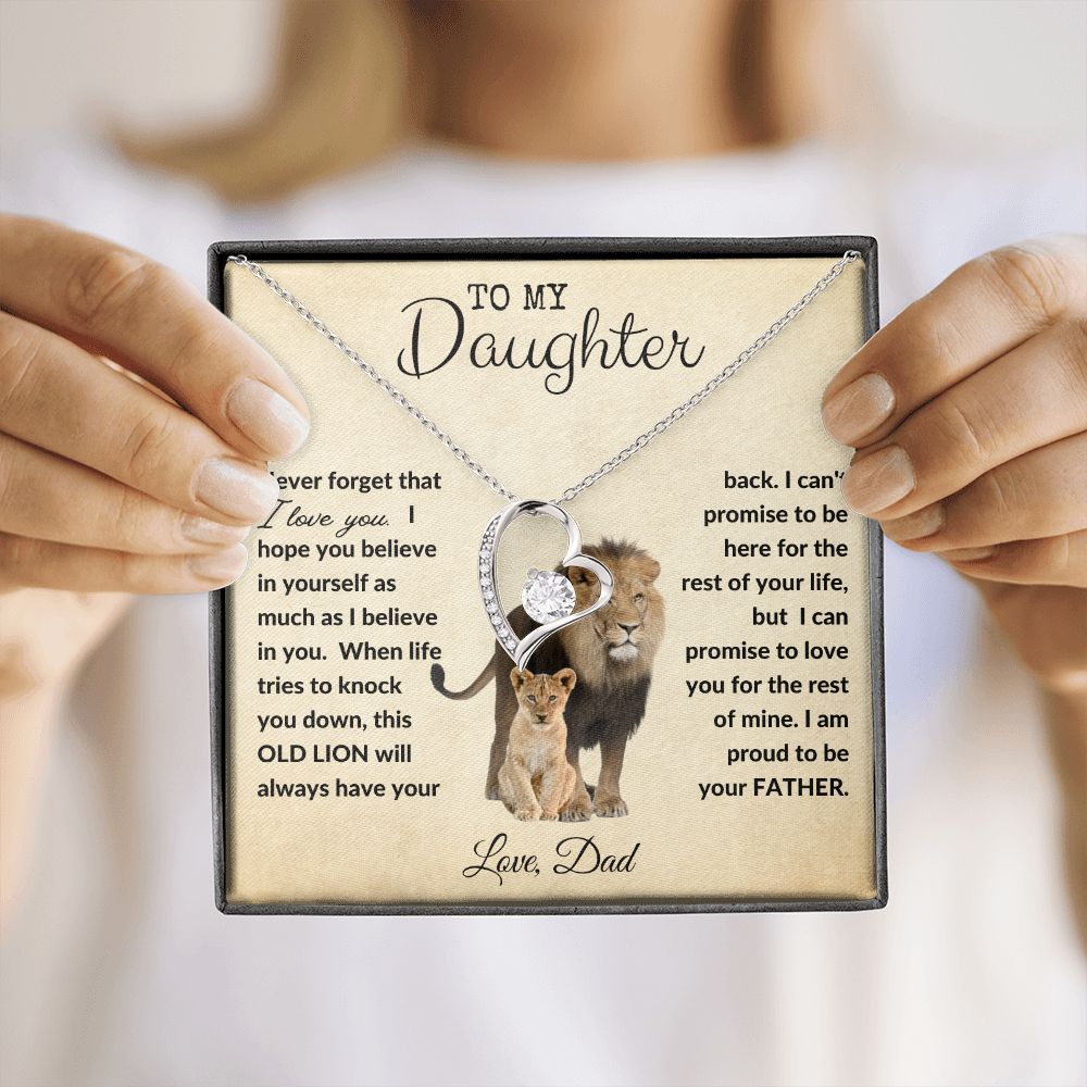 To My Daughter - Forever Love Necklace - Proud Lion - Love Dad