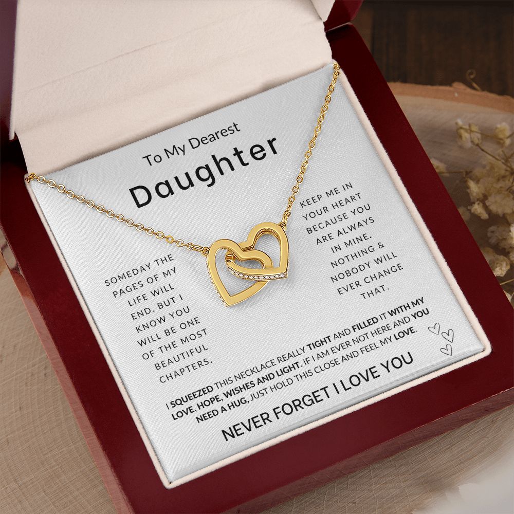 To My Daughter - Always In My Heart - Interlocking Hearts Necklace